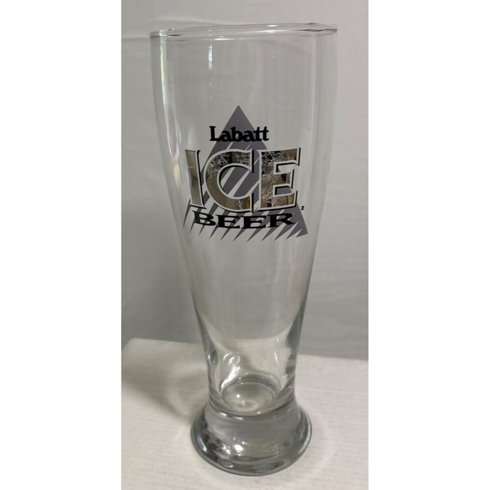 Labatt Ice Beer Glass Pilsner Style 9" Tall Clear Glass With Logo